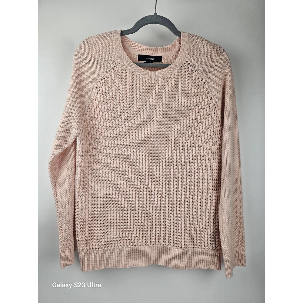 Women's Forever 21 Sz S, Light Pink Knit Crew Neck, Oversized Sweater